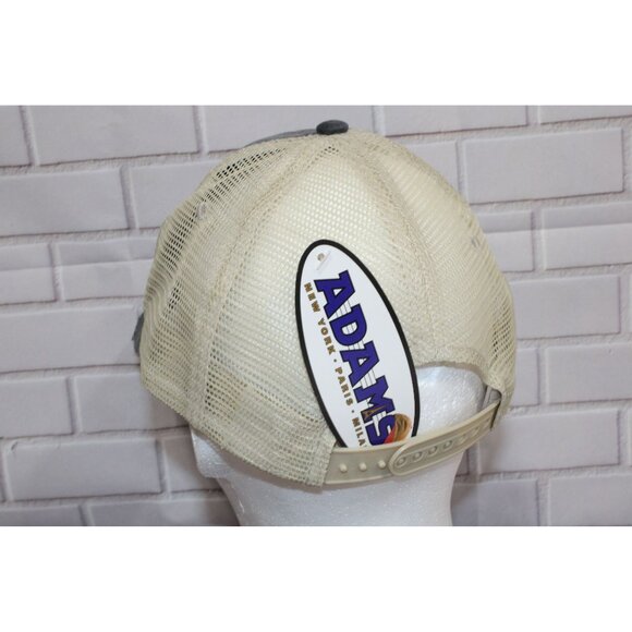Vintage Adams F&R Trucker Hat Distressed Gray & Beige Mesh Cap Adjustable Snapba - Picture 3 of 8